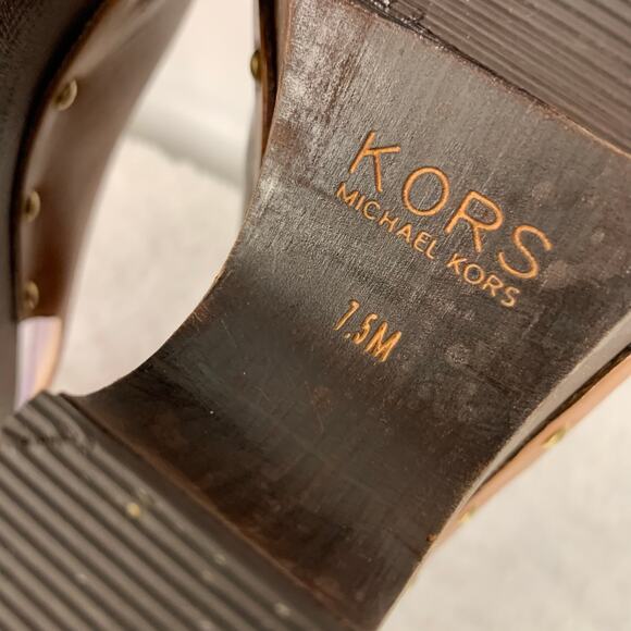 KORS Michael Kors Women's Leather Wedge Sandals Size 7.5 - Picture 8 of 10